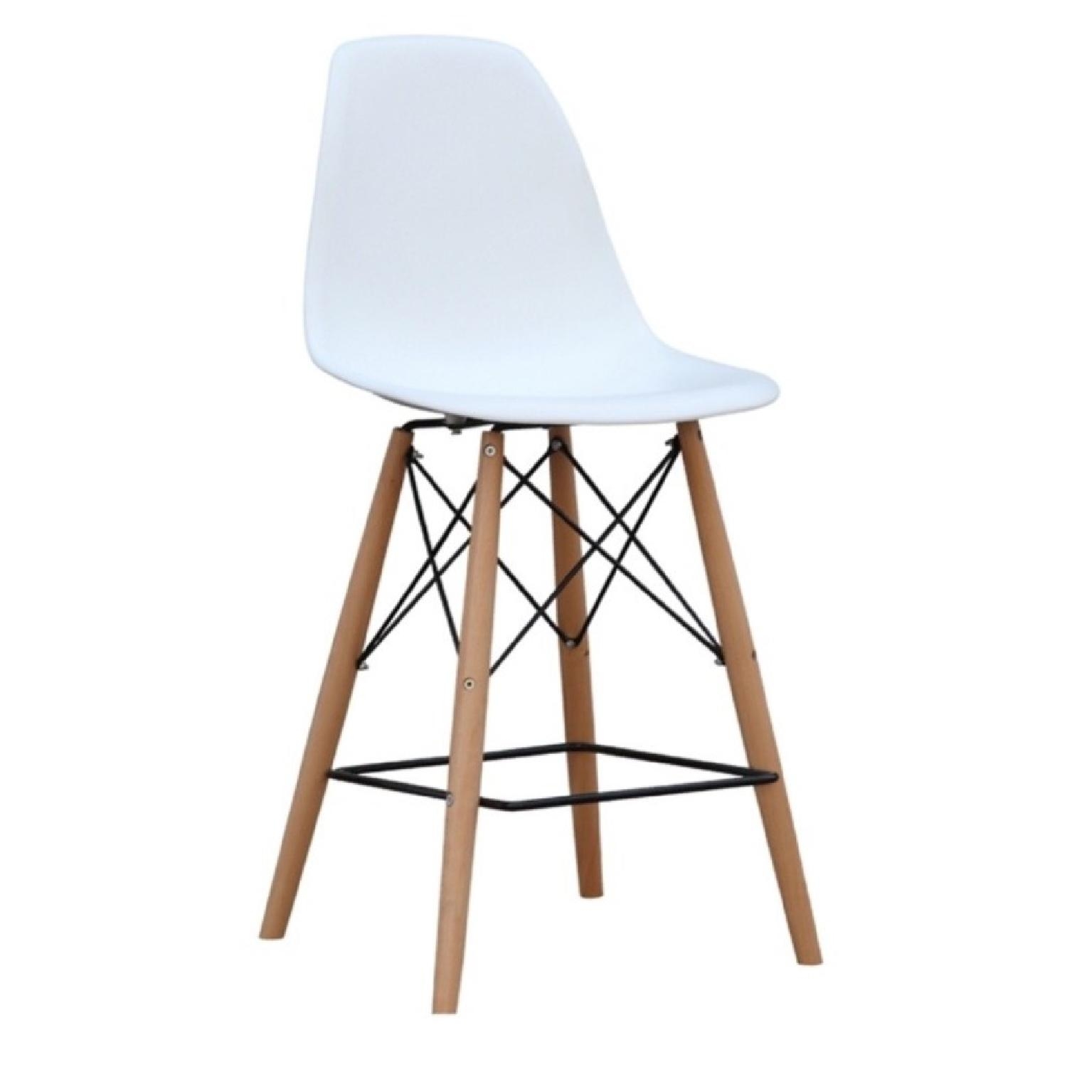 Mid Century Modern Eames DSW Style Bar Stool Chair with Dowel Wood Eiffel Base