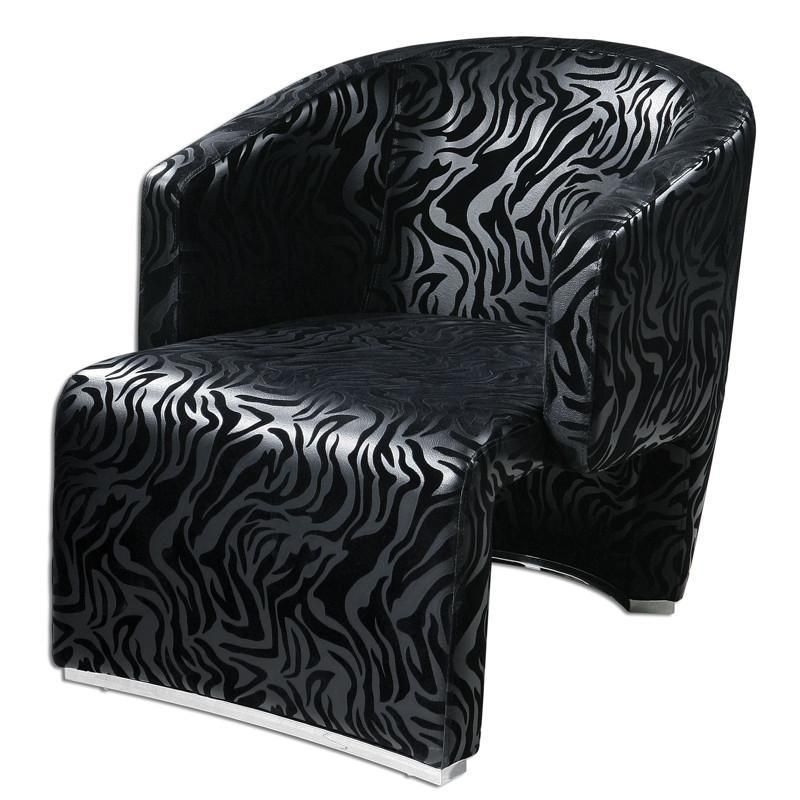 Modern Black Zebra Print Wrap Around Armchair