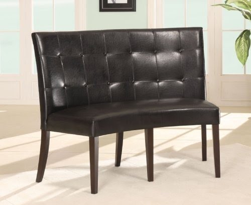 Black leather dining discount bench with back