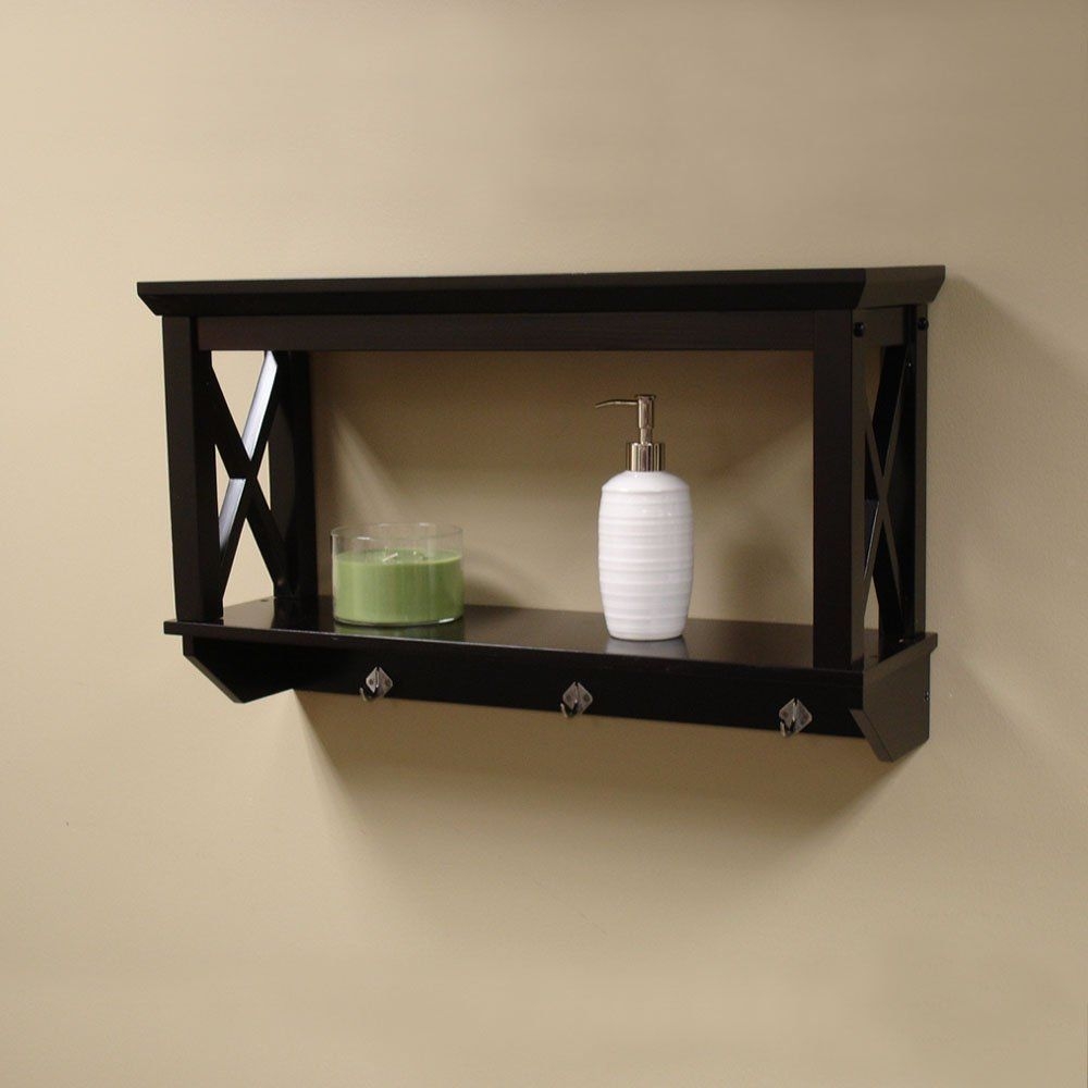 Sourcing Solutions X-Frame Bathroom Wall Shelf, Espresso Finish