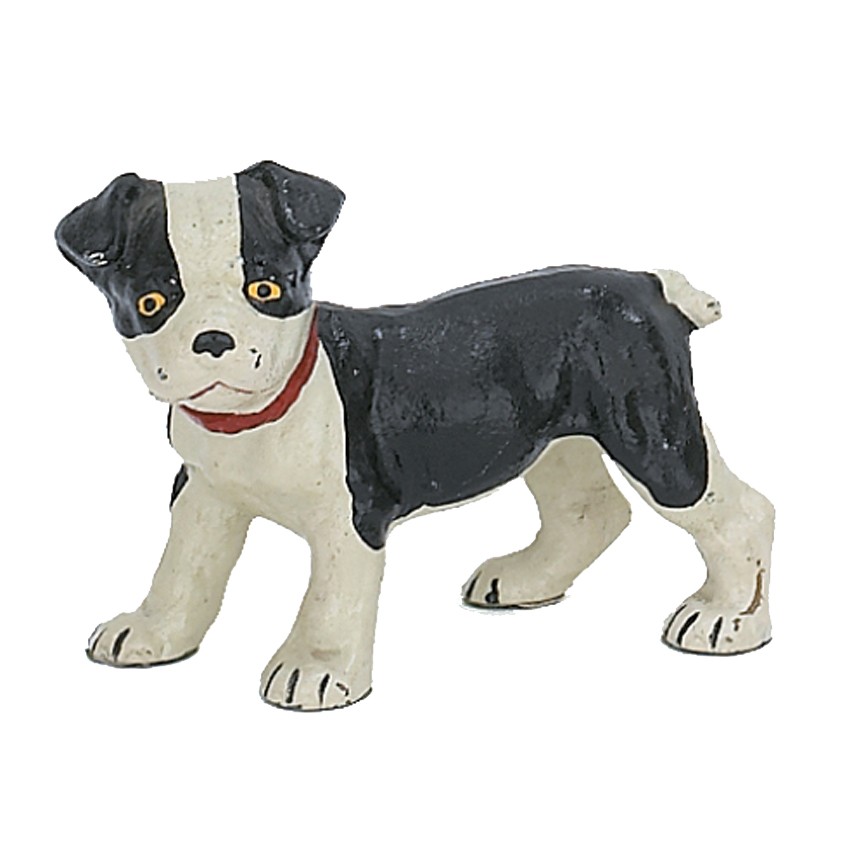 Boston Terrier Pup Dog Sculpture Figure, Hand Painted Cast Iron, 6-inch, Paperweight, Door Stop