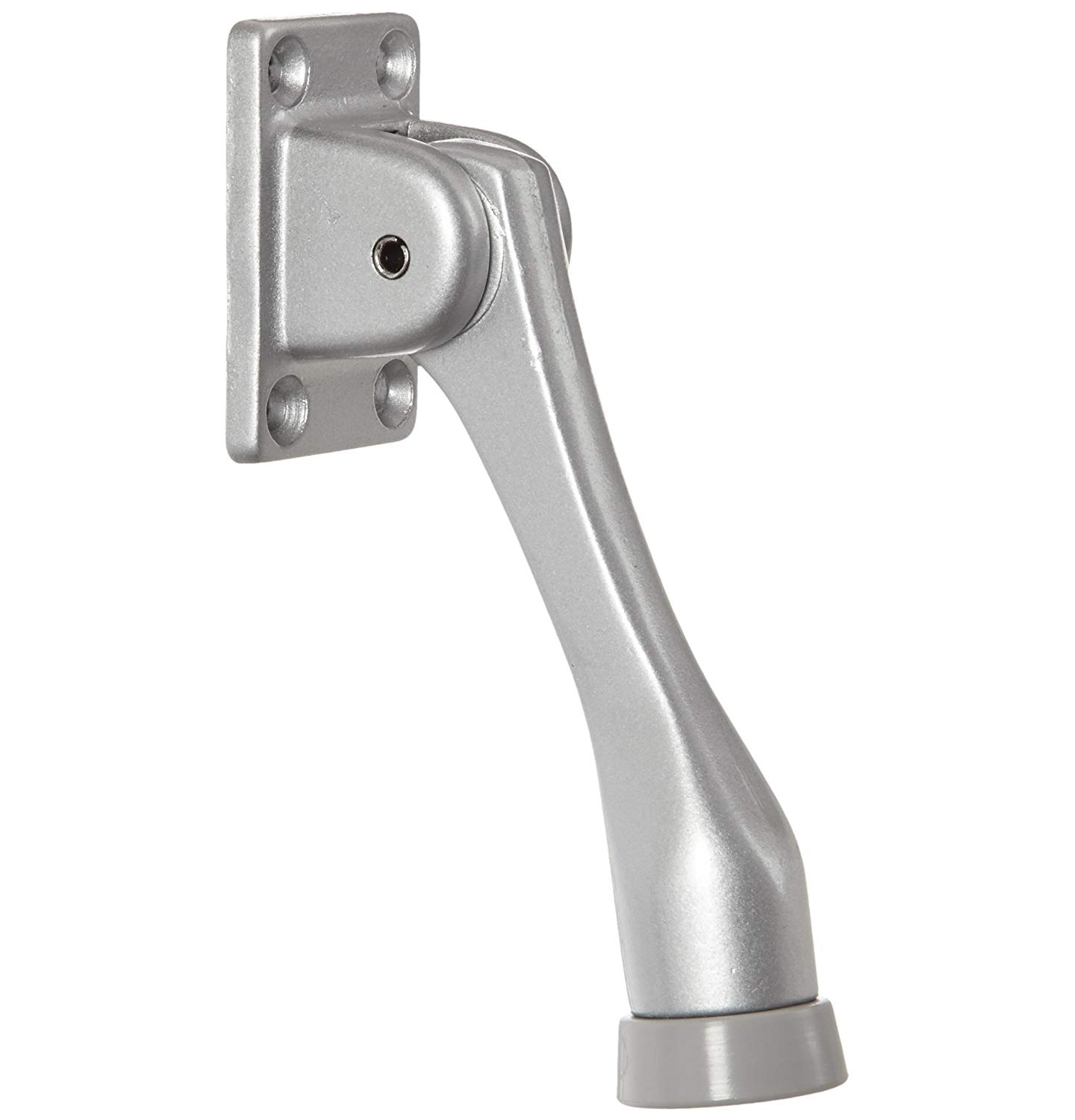 Rockwood 460.ALM Aluminum Kick Down Door Stop, #8 x 1 FH SMS Fastener, 4" Projection, 2-1/16" Base Width x 1-3/8" Base Length, Silver Finish