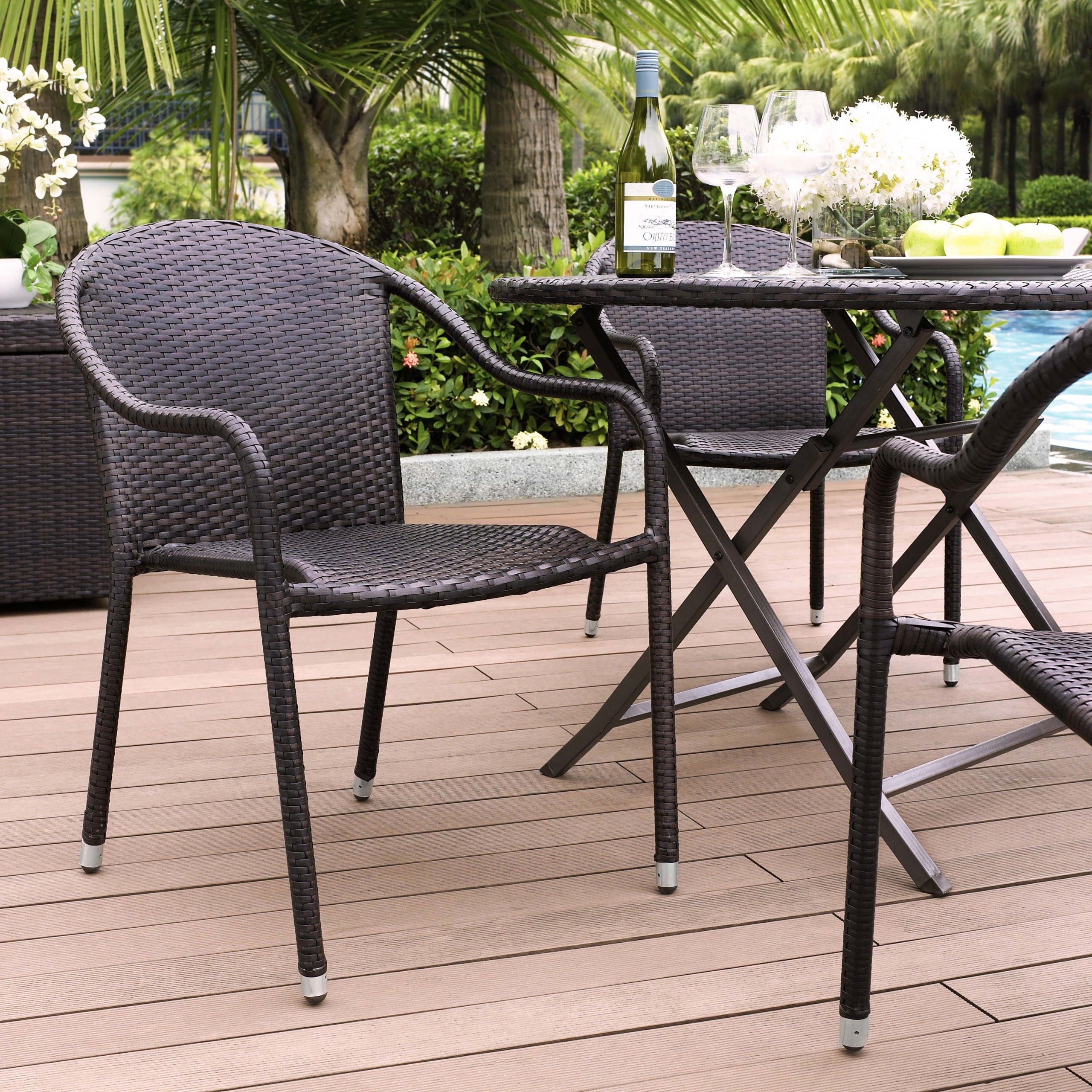Palm Harbor Outdoor Wicker Stackable Chairs - Set of 4