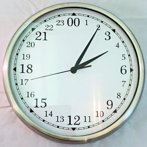 12in 24 Hour Wall Clock in Silver