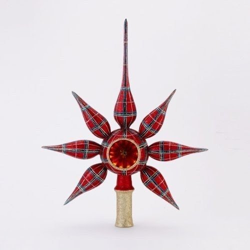 13" David Strand Designs Glass Starlight Stewart Plaid Christmas Tree Topper