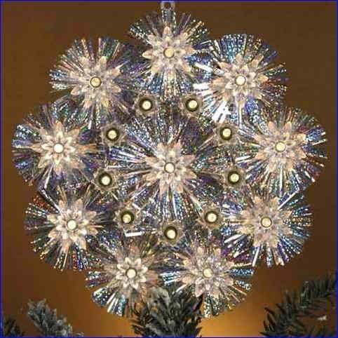 8" Silver Splendor Lighted Retro Tinsel Christmas Tree Topper - Clear Lights