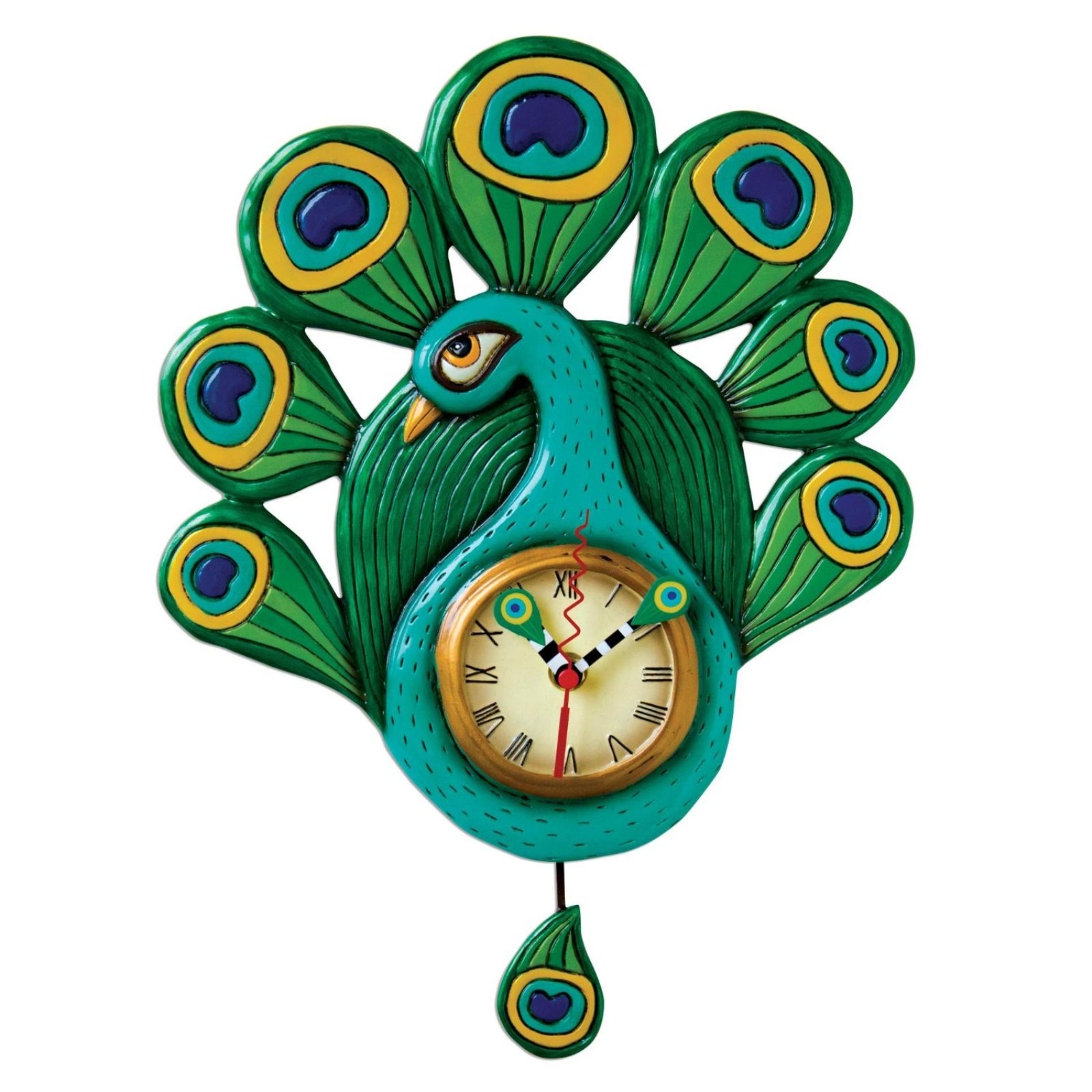 Allen Designs PRETTY PEACOCK Pendulum Wall Clock