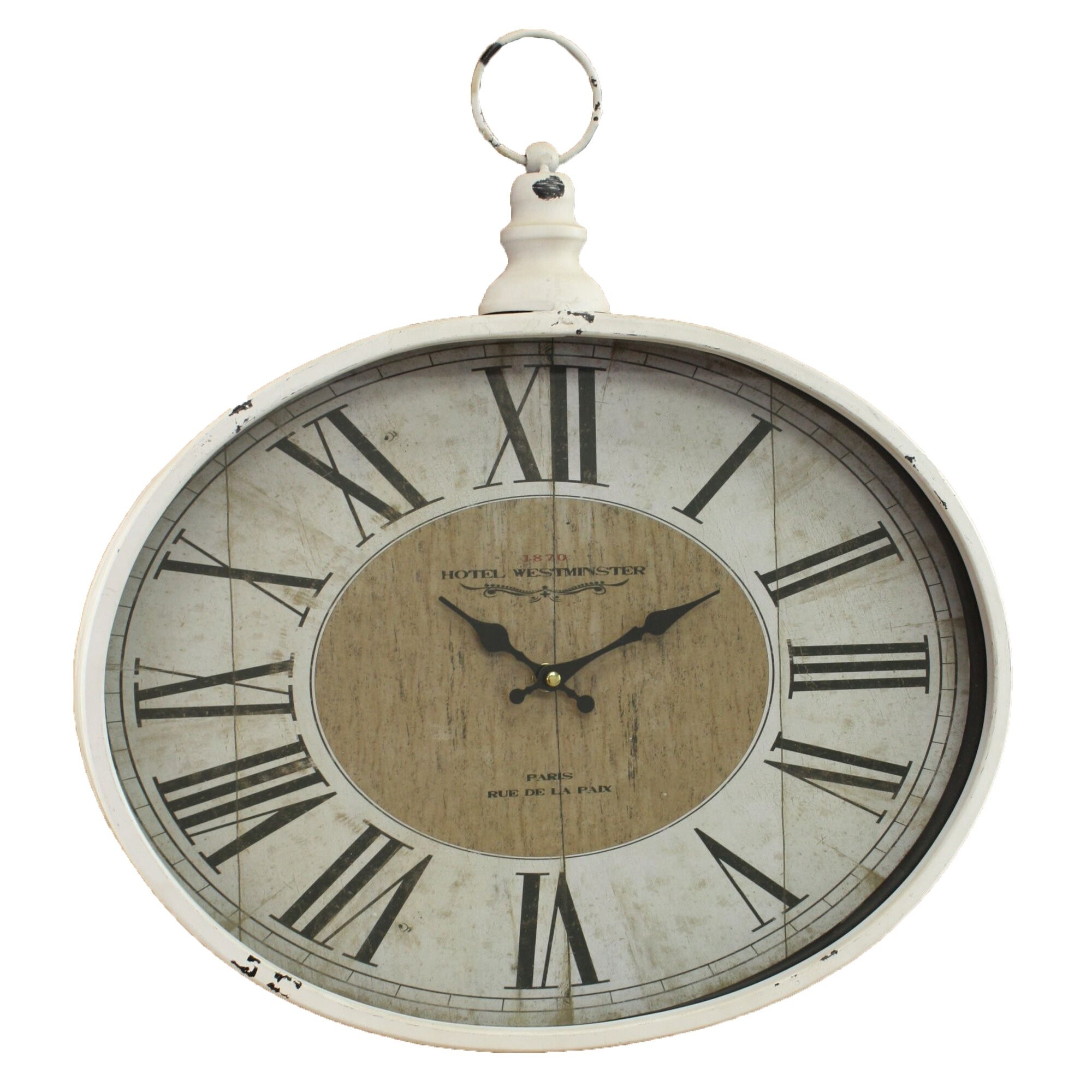 Aspire Home Accents Aspire Home Accents Westminster Pocket Watch Wall Clock, White, Metal