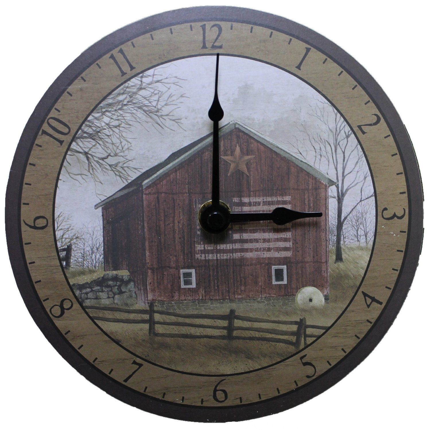 Billy Jacobs 6 Inch Designer Wooden Wall Clock - Flag Barn