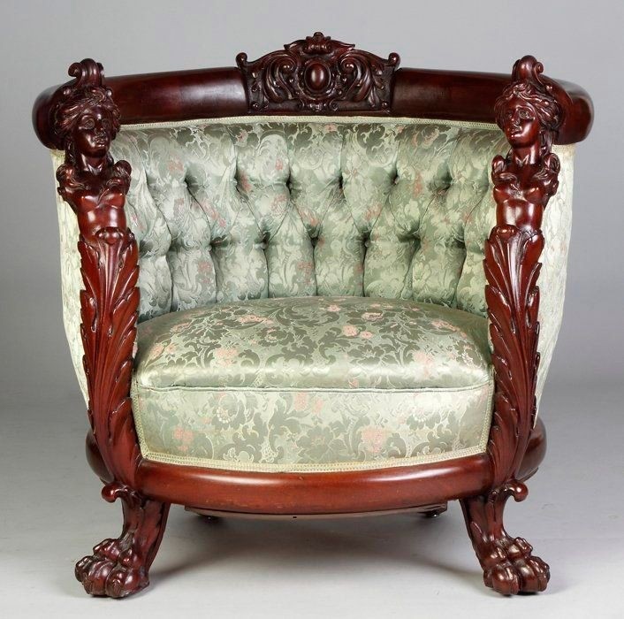 Carved mahogany arm chair