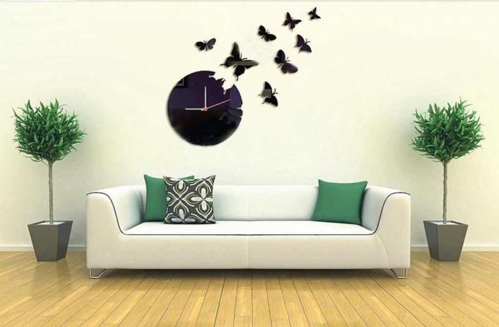 Coavas® 3D Black Butterfly Decorative Wall Clock Modern Mirror Wall Clock Mirror Walls