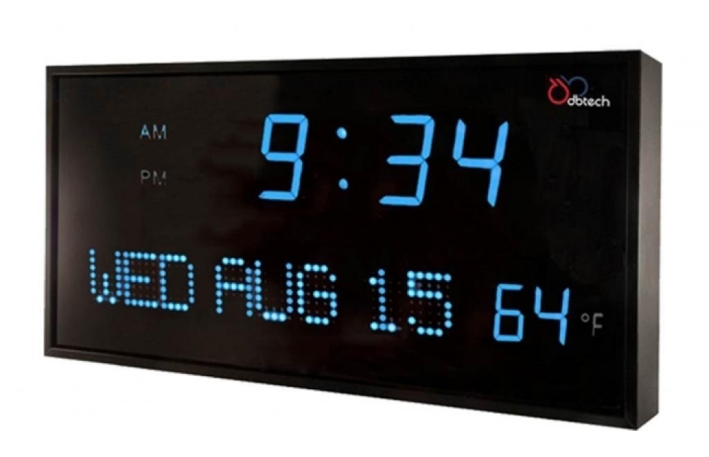 DBTech JID0312BLU Big Oversized Digital Red LED Calendar Clock with Day Date and Temperature (Blue)