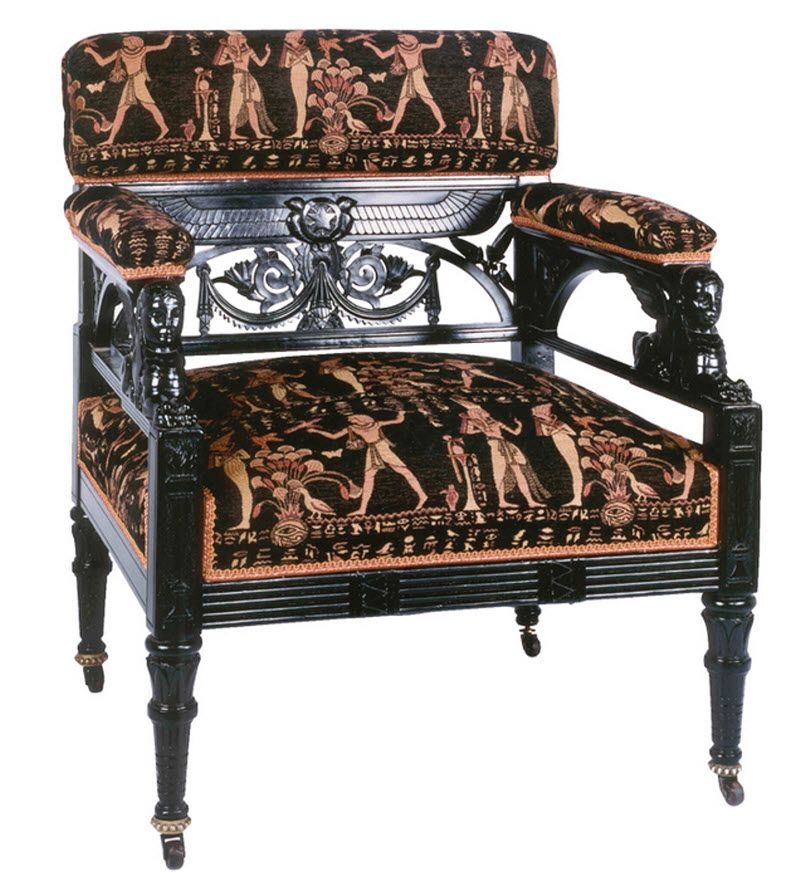 Egyptian revival upholstered chair