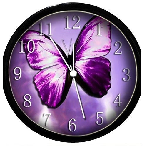 Glow In the Dark Wall Clock - Purple Butterfly