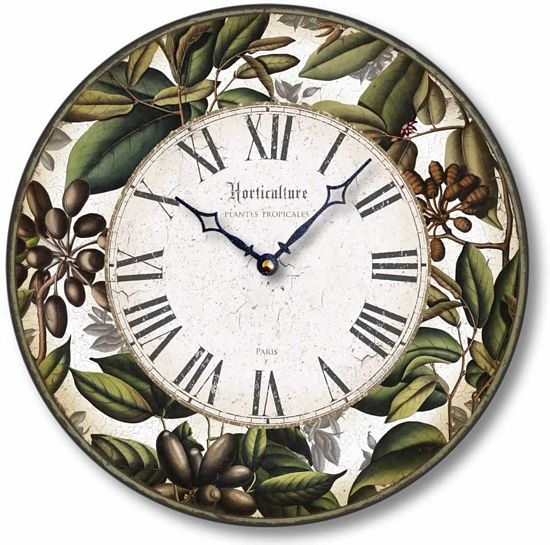 Item C8204 Vintage Style 12 Inch Botanical Leaves Clock
