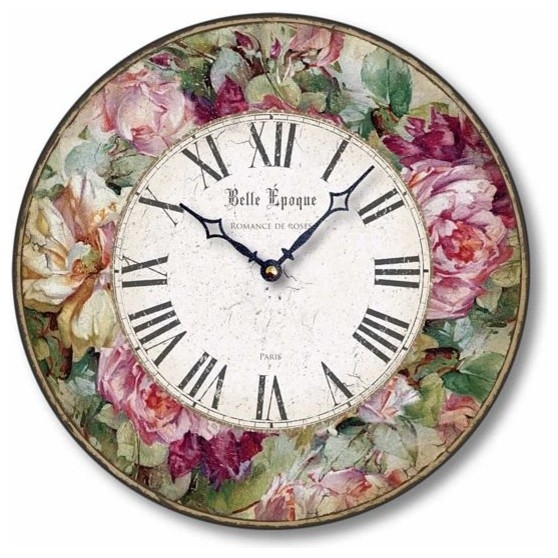 Item C8219 Vintage Victorian Style Roses Clock (12 Inch Diameter)