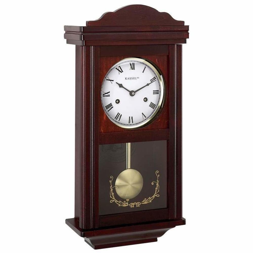 Kassel 15-Day Wood Wall Clock Beautifully Crafted Wood Decorative Glass Front Swinging Pendulum