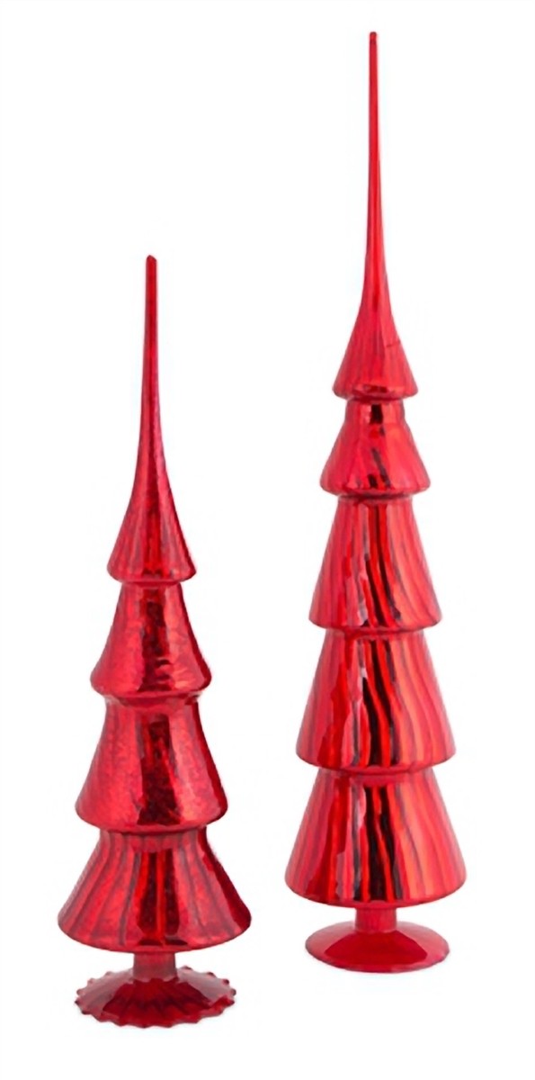 Pack of 4 Vibrant Shiny Red Glass Finial Christmas Tree Toppers 20.5"