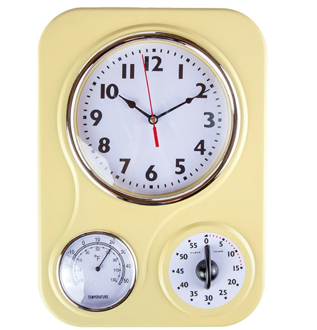 Retro Kitchen Clock With Temperature and Timer. By Lily's Home