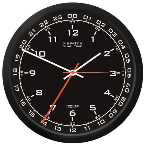 Trintec 12 & 24 Hour Military Time Swl Zulu Time 24hr Wall Clock - Black Dial DSP01