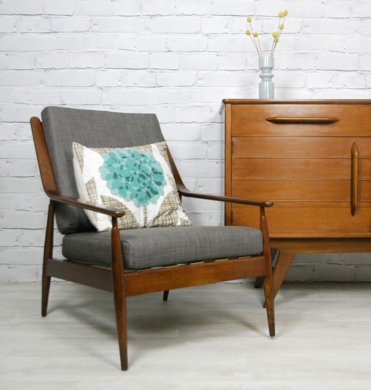 Vintage Retro Teak Mid Century Danish Style Armchair Chair Eames Era 50s 60s