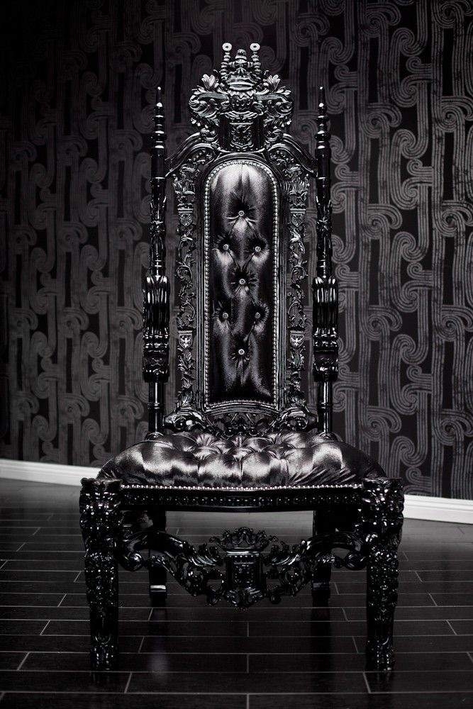 4060 black lacquer skull baroque chair by diva rocker glam