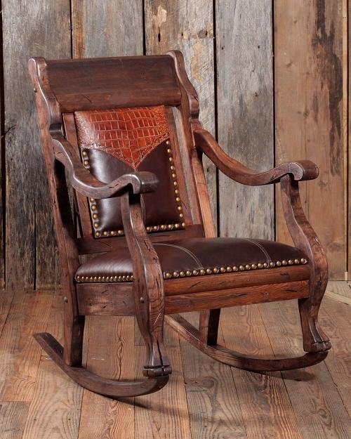 Antique rocker with online leather seat