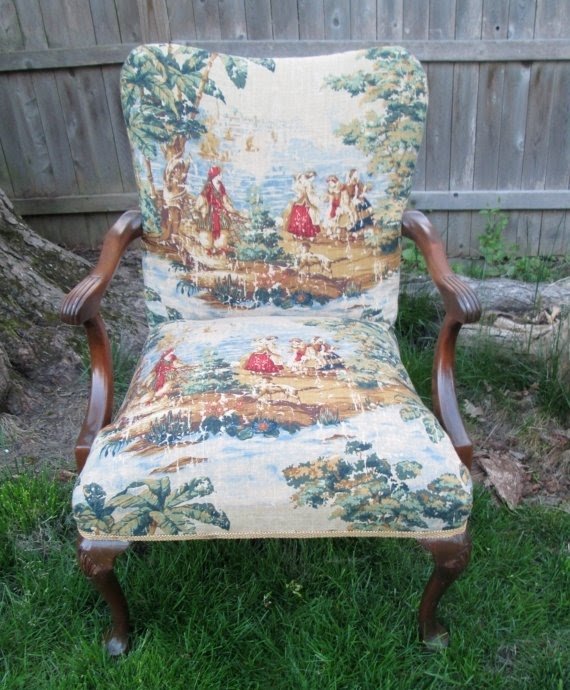 Antique queen anne chair newly upholstered