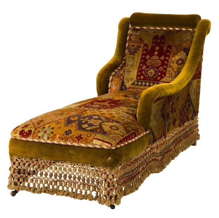 Antique Velvet Chaise Longue