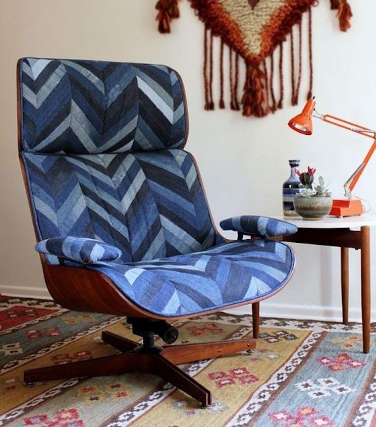 Before after vintage lounge chair makeover diy upholstery via designsponge