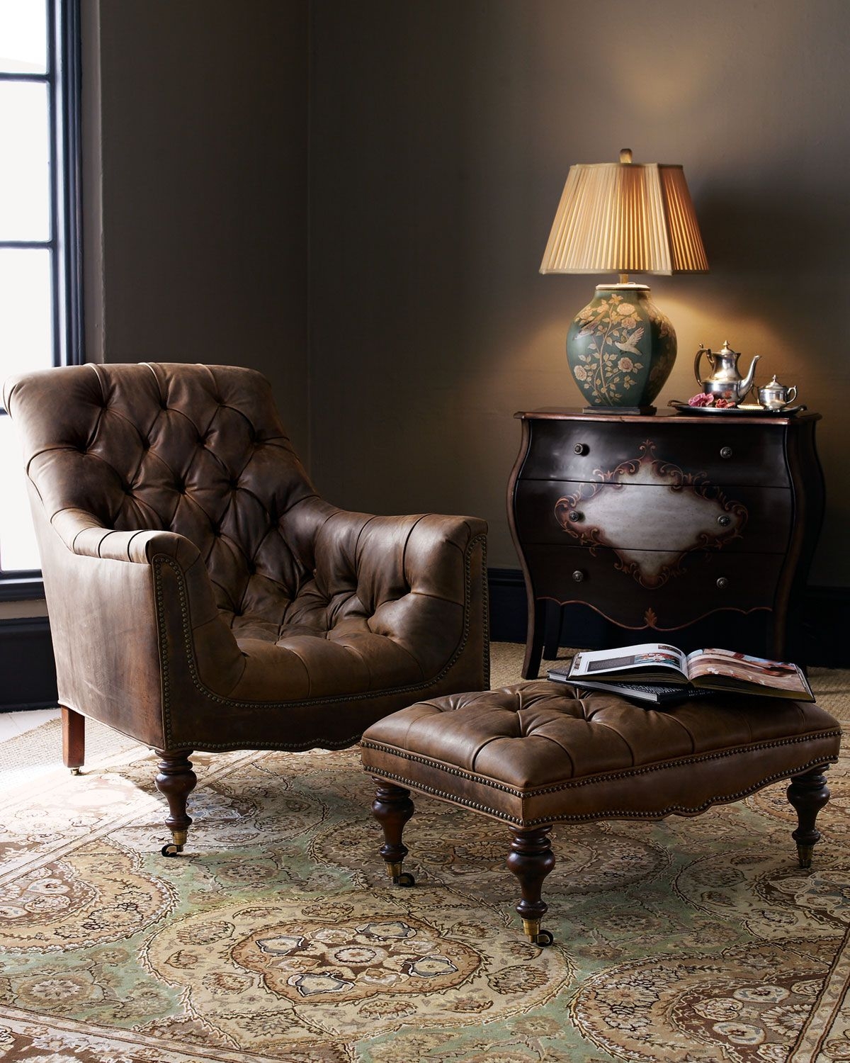 Brown leather armchair vintage