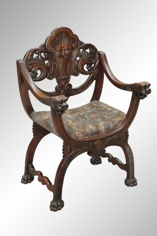 Carved mahogany arm chair 1