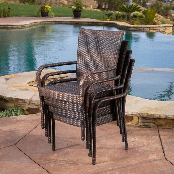 Christopher knight home outdoor pe wicker stackable arm club chairs