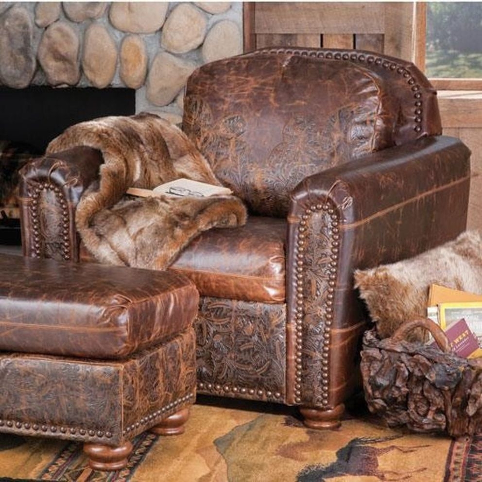 leather cigar chair and ottoman