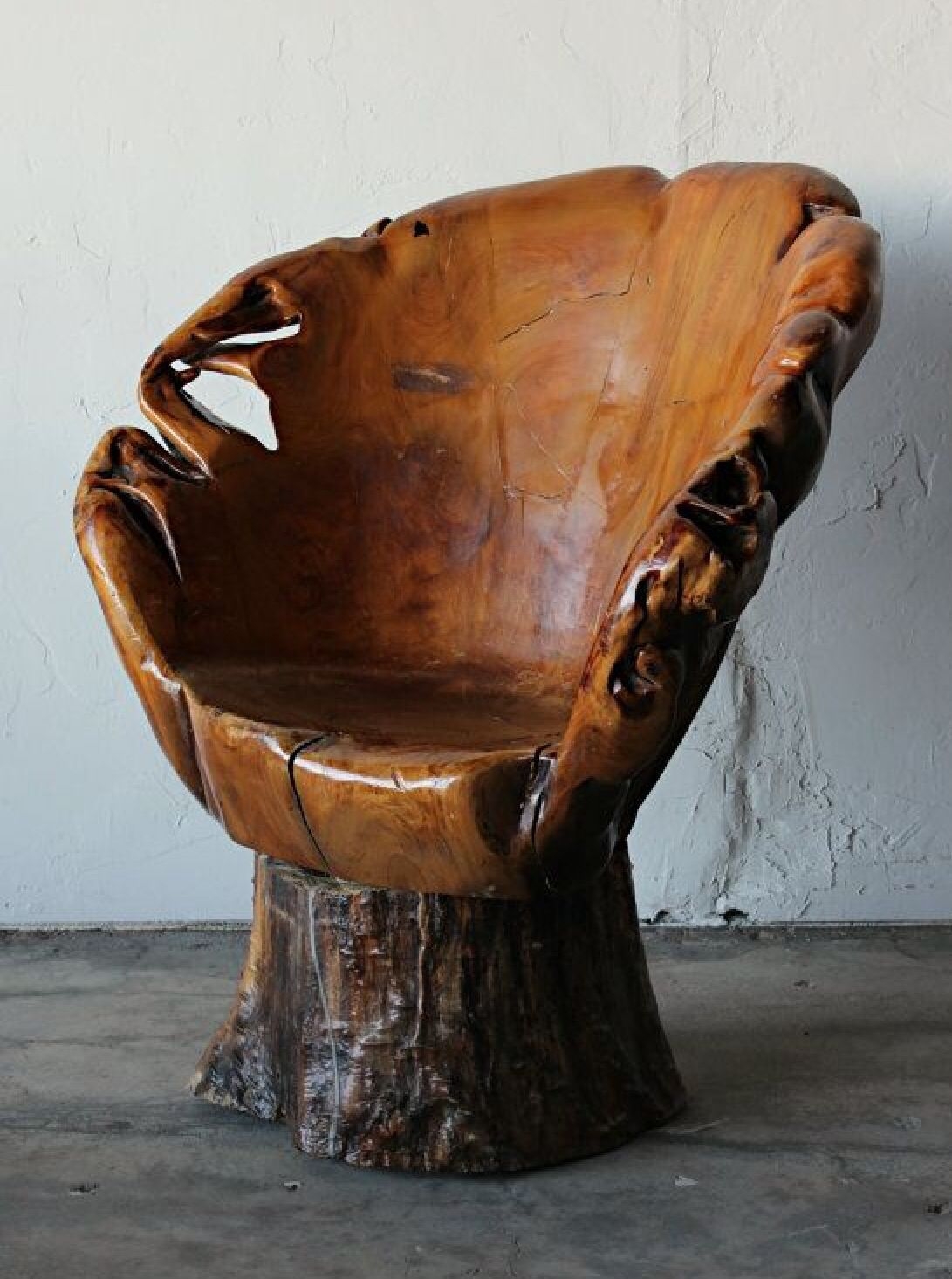 Exquisite hand carved tree trunk chair