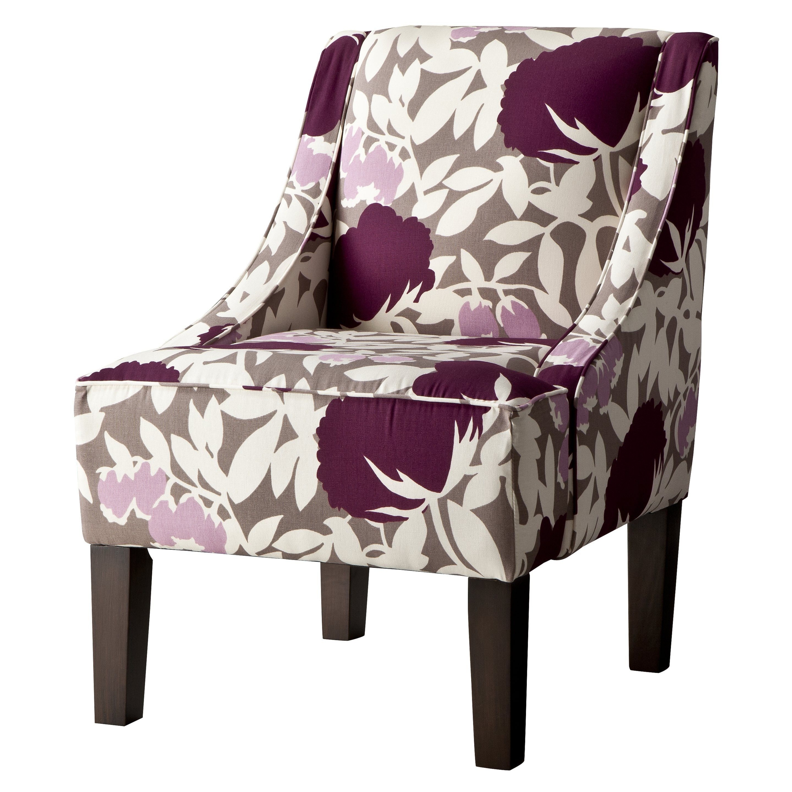 purple floral accent chair