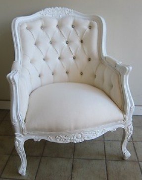 French provincial louis xv wing chair maybe too white pure