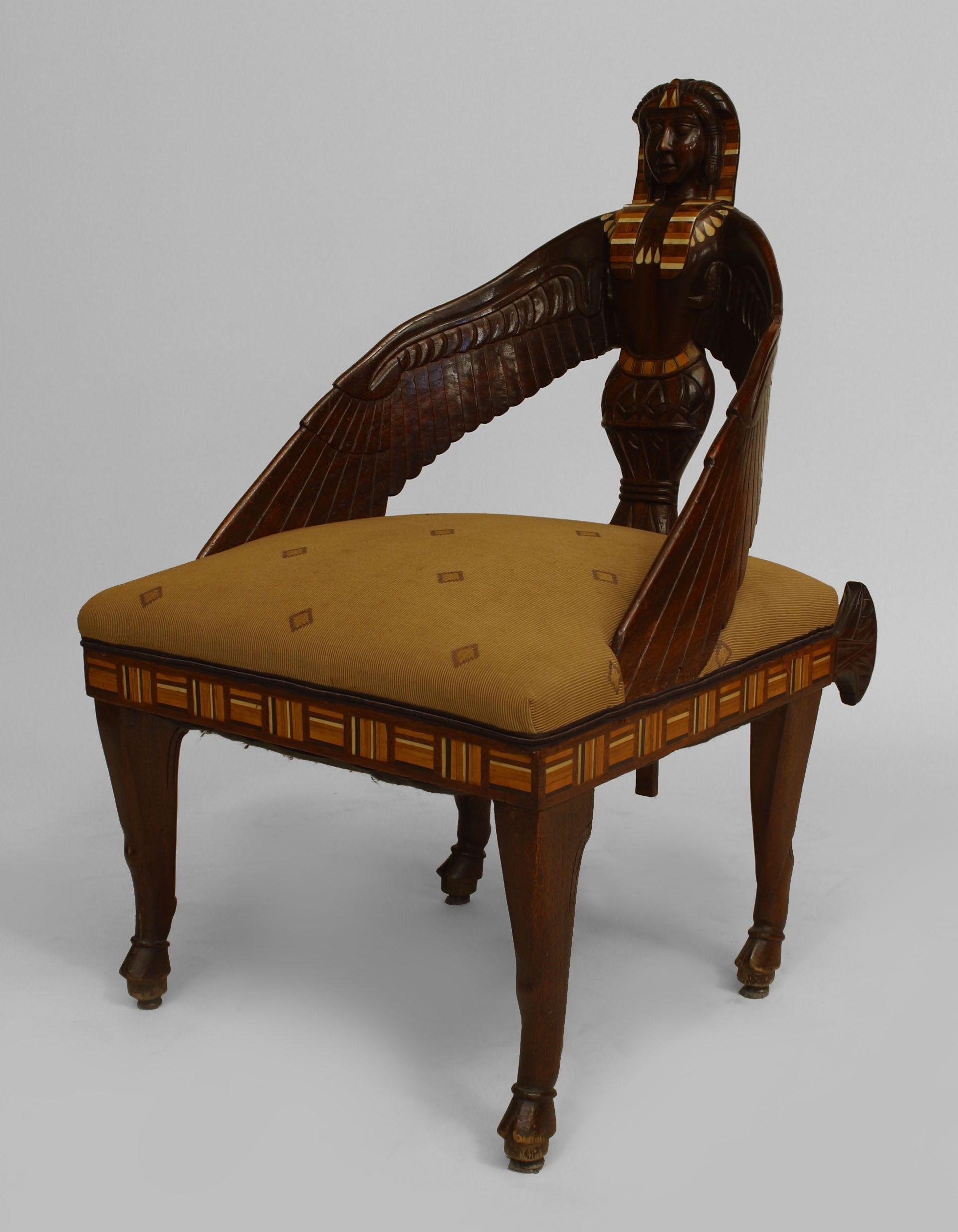 Important set of four egyptian style english mahogany chairs each