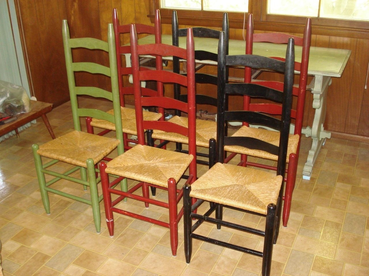 Ladder back chairs with rush seats