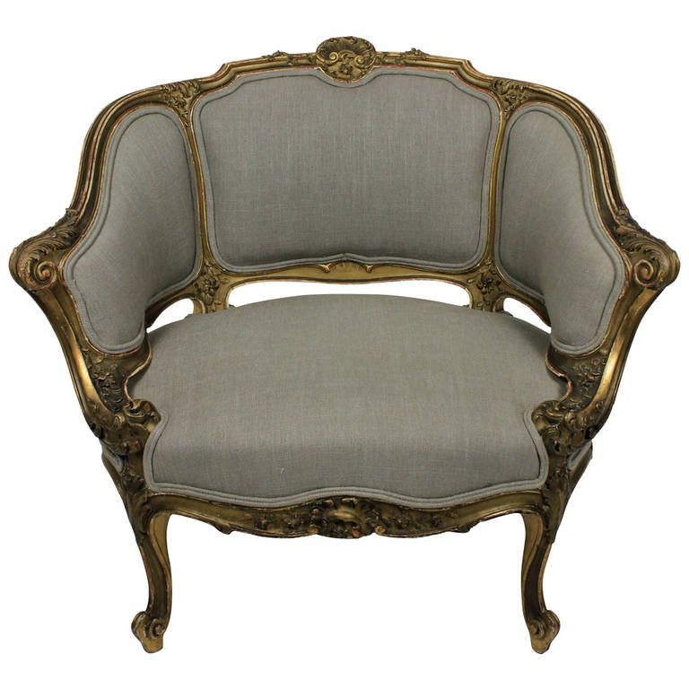 Louis xv style giltwood pooches chair