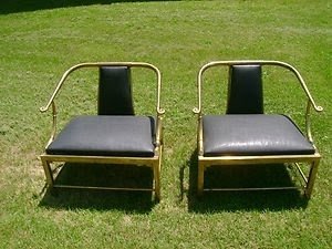 Mid Century Modern Furniture Italy Pair Of Brass Mastercraft Asian Arm Chairs