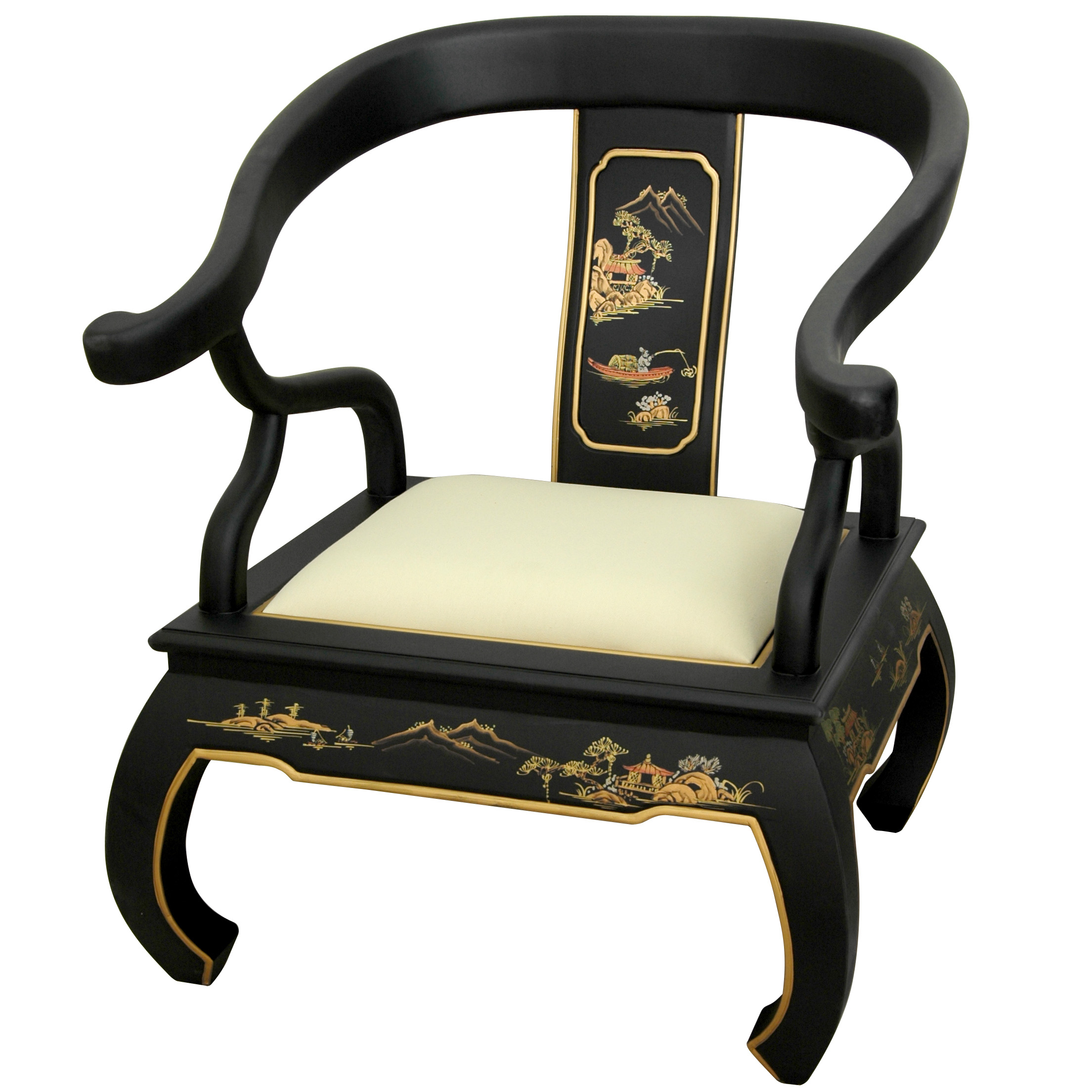 Oriental furniture landscape ming fabric arm chair