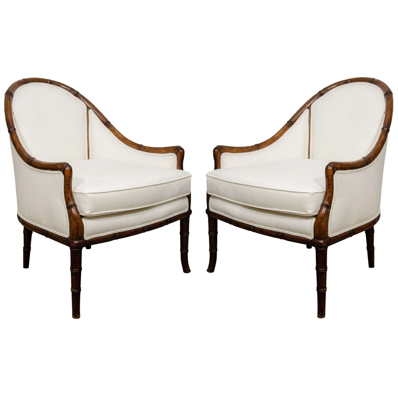 Pair of vintage faux bamboo arm chairs