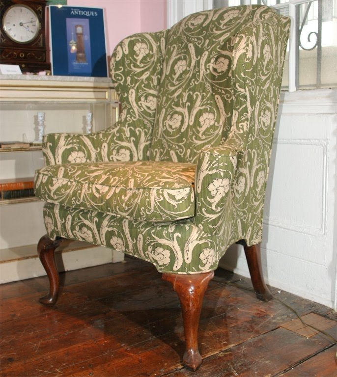 Queen anne antique walnut wing chair c 1710