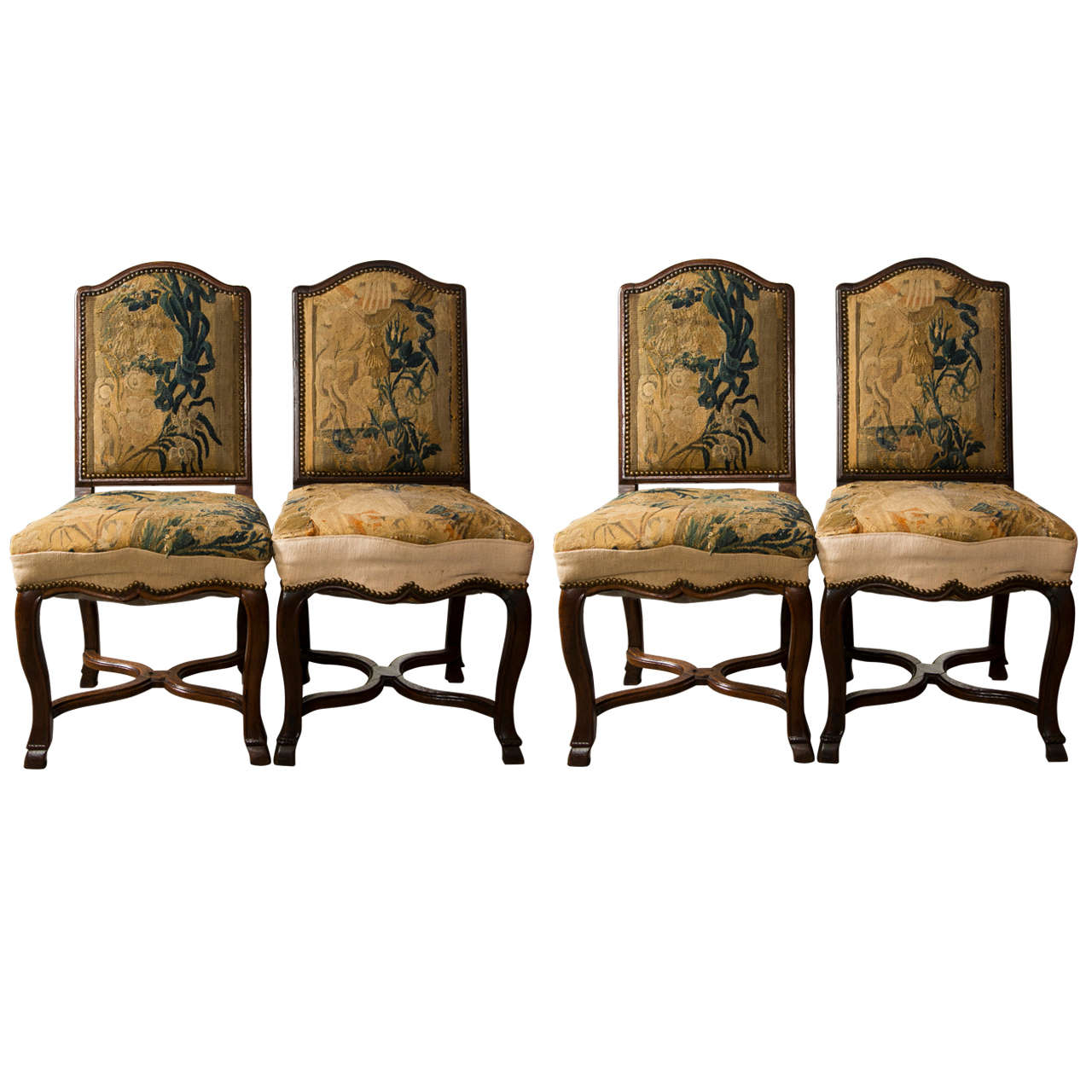 Set of 4 needlepoint french walnut chairs