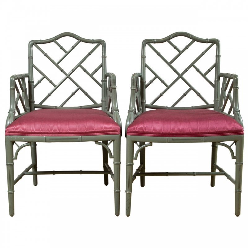 Set of eight faux bamboo arm chairs