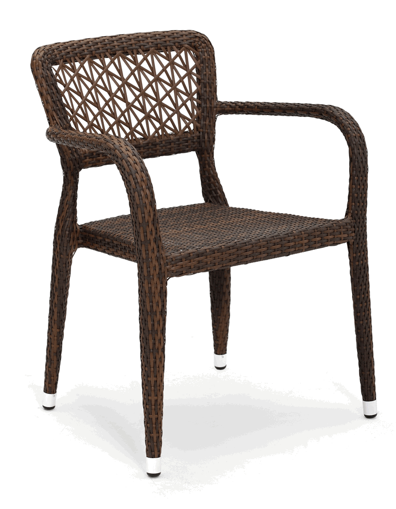 This synthetic wicker chair has a 15 gauge aluminum frame