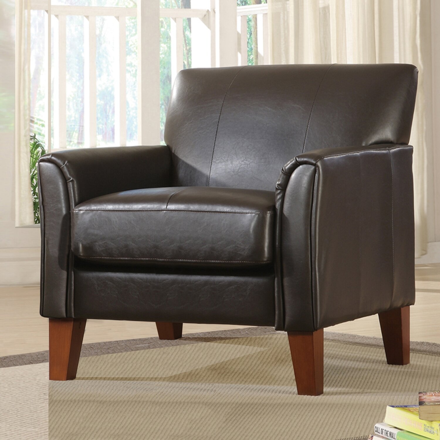 Tribecca Home Uptown Dark Brown Faux Leather Accent Chair Shopping The Best Deals On Chairs 