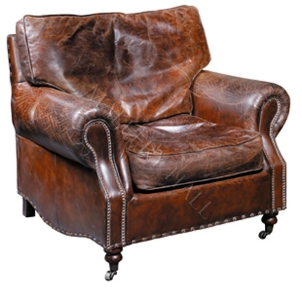 Vintage leather club chair love the weathered look this chair
