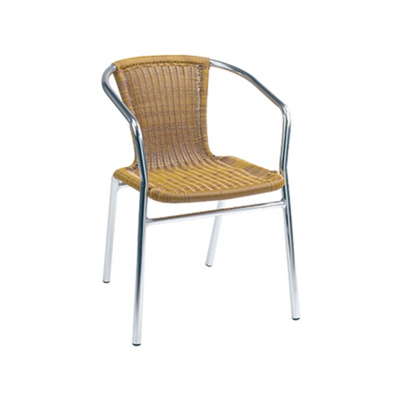Wicker stacking arm chairs